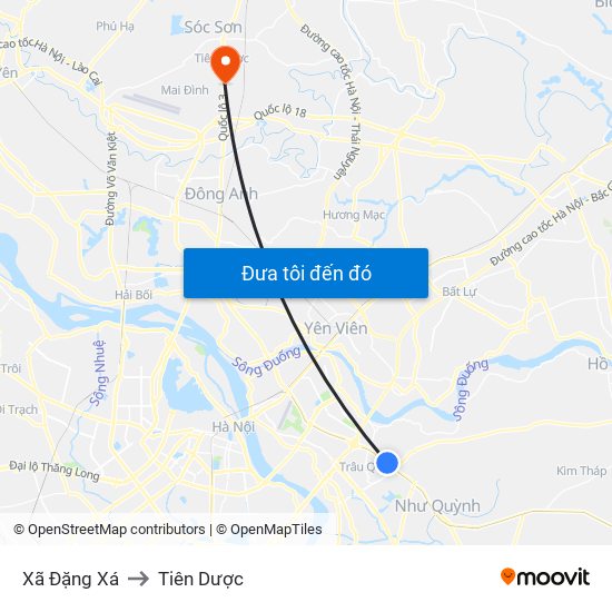 Xã Đặng Xá to Tiên Dược map