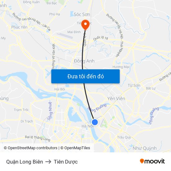 Quận Long Biên to Tiên Dược map