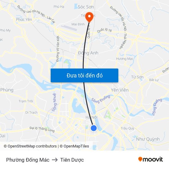 Phường Đống Mác to Tiên Dược map