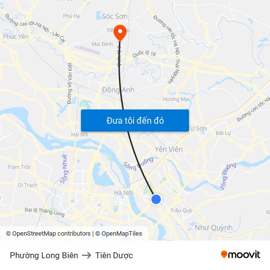 Phường Long Biên to Tiên Dược map