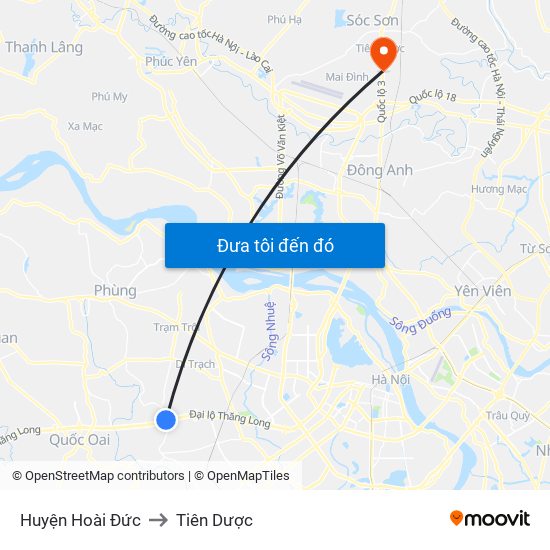 Huyện Hoài Đức to Tiên Dược map