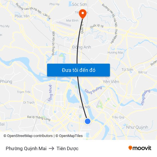 Phường Quỳnh Mai to Tiên Dược map