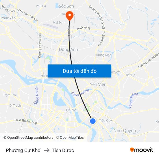 Phường Cự Khối to Tiên Dược map