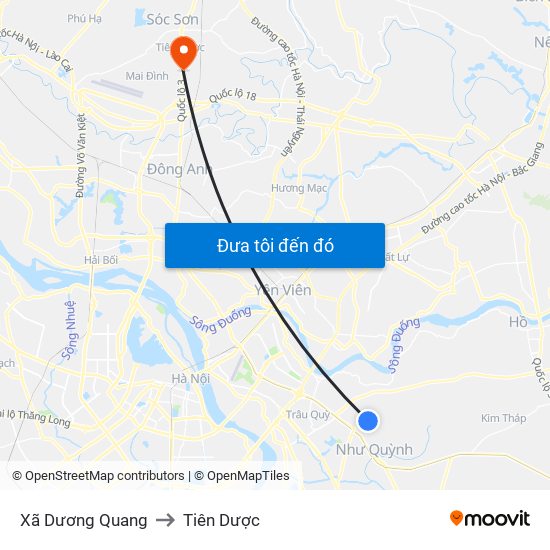 Xã Dương Quang to Tiên Dược map