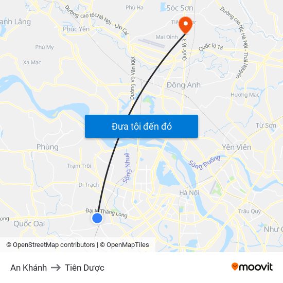 An Khánh to Tiên Dược map