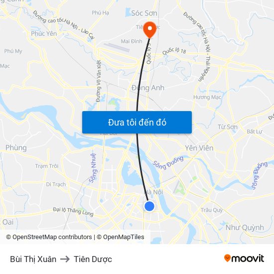 Bùi Thị Xuân to Tiên Dược map