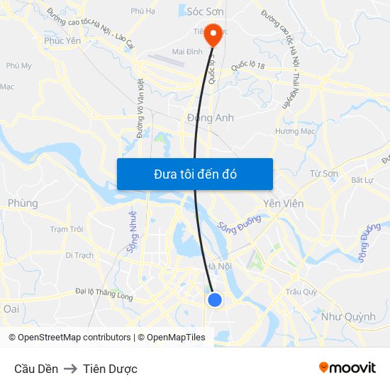 Cầu Dền to Tiên Dược map