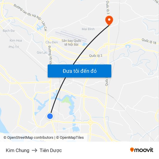 Kim Chung to Tiên Dược map