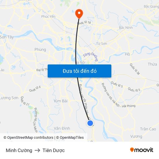 Minh Cường to Tiên Dược map