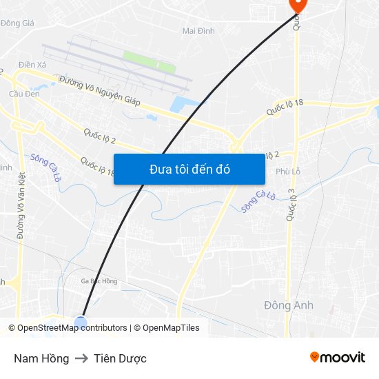 Nam Hồng to Tiên Dược map