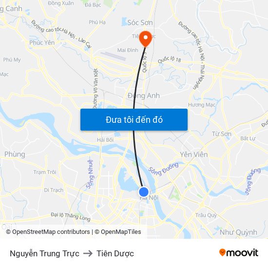 Nguyễn Trung Trực to Tiên Dược map