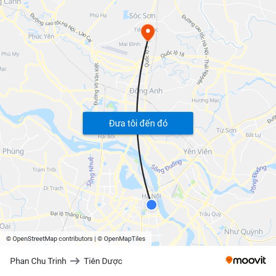 Phan Chu Trinh to Tiên Dược map