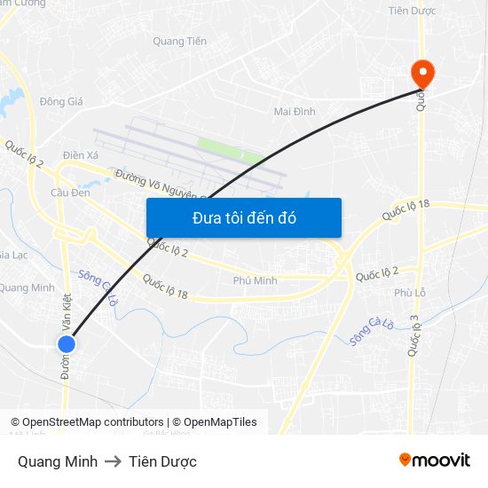 Quang Minh to Tiên Dược map