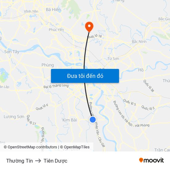 Thường Tín to Tiên Dược map