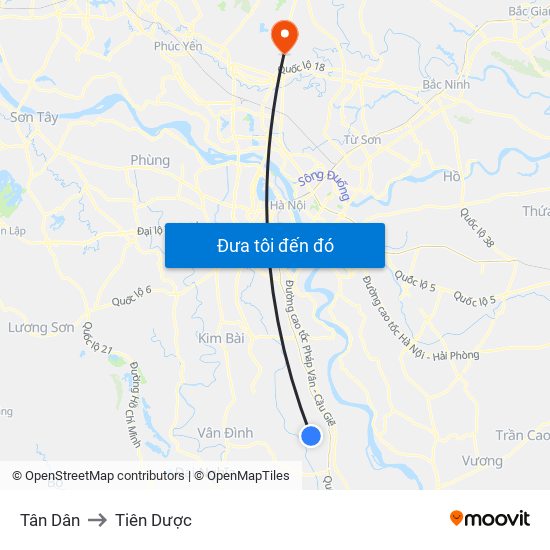 Tân Dân to Tiên Dược map