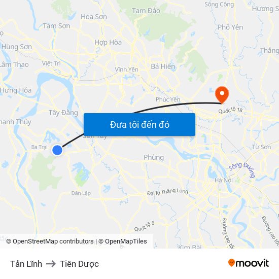 Tản Lĩnh to Tiên Dược map