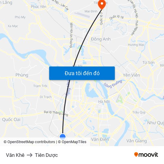 Văn Khê to Tiên Dược map