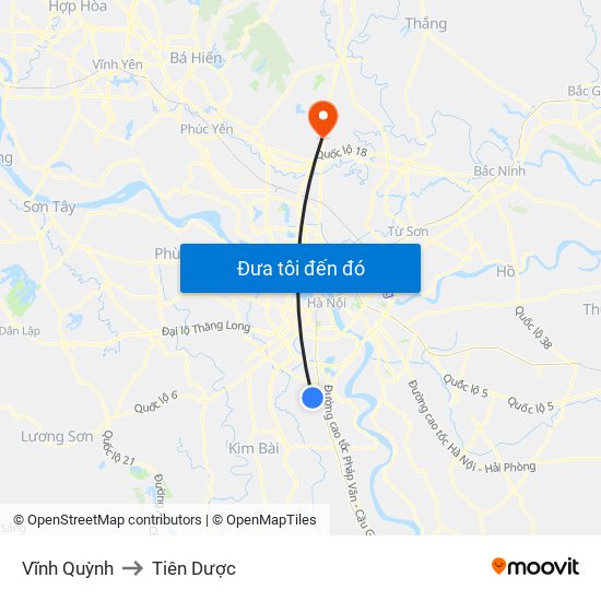 Vĩnh Quỳnh to Tiên Dược map