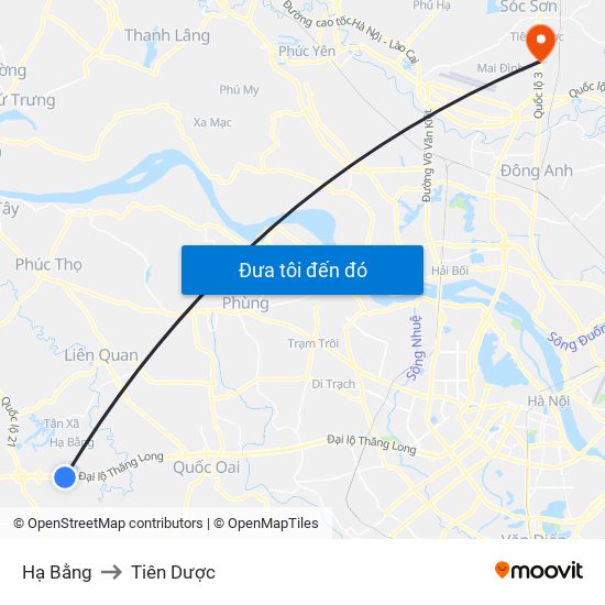 Hạ Bằng to Tiên Dược map