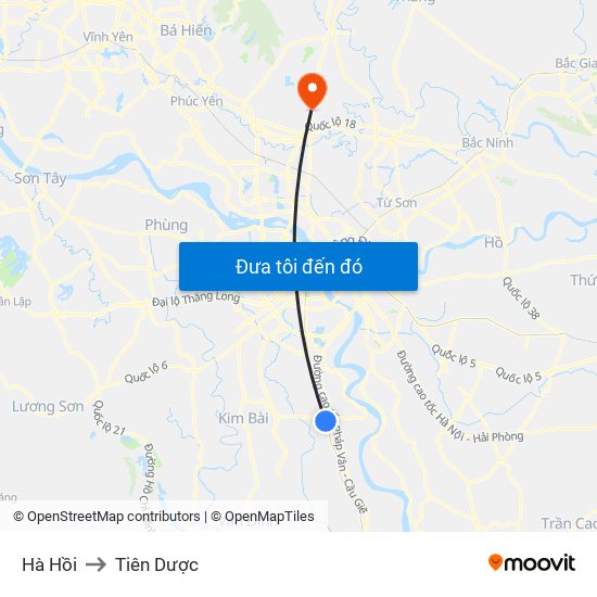 Hà Hồi to Tiên Dược map