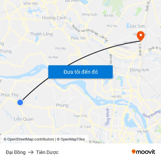 Đại Đồng to Tiên Dược map