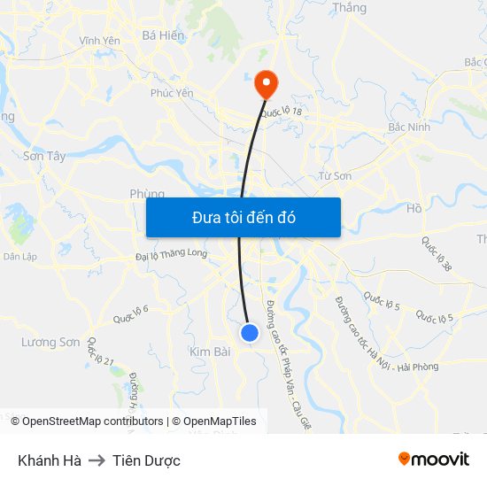 Khánh Hà to Tiên Dược map