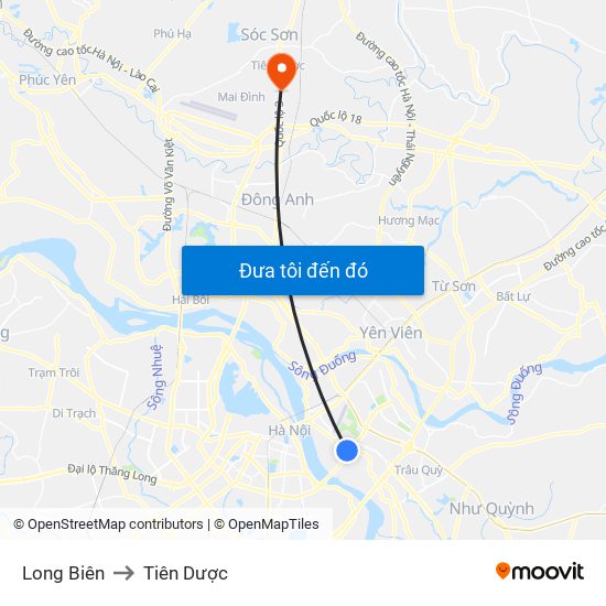 Long Biên to Tiên Dược map