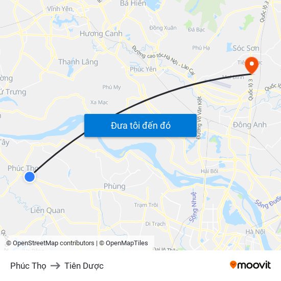 Phúc Thọ to Tiên Dược map