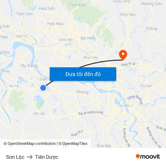 Sơn Lộc to Tiên Dược map