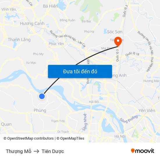 Thượng Mỗ to Tiên Dược map