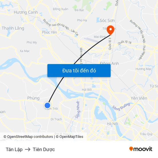 Tân Lập to Tiên Dược map