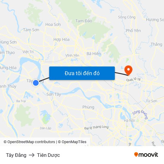 Tây Đằng to Tiên Dược map