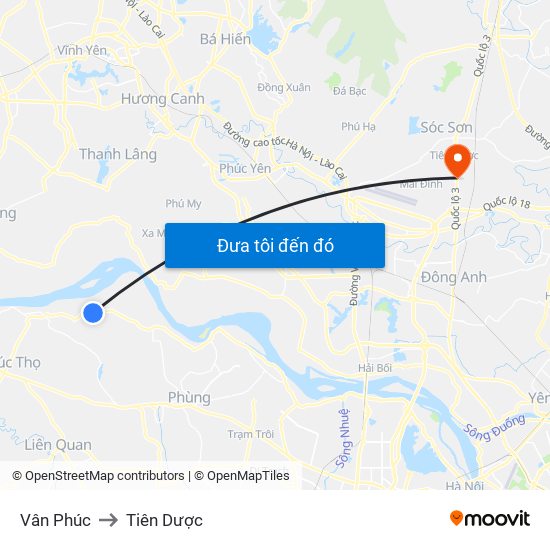 Vân Phúc to Tiên Dược map