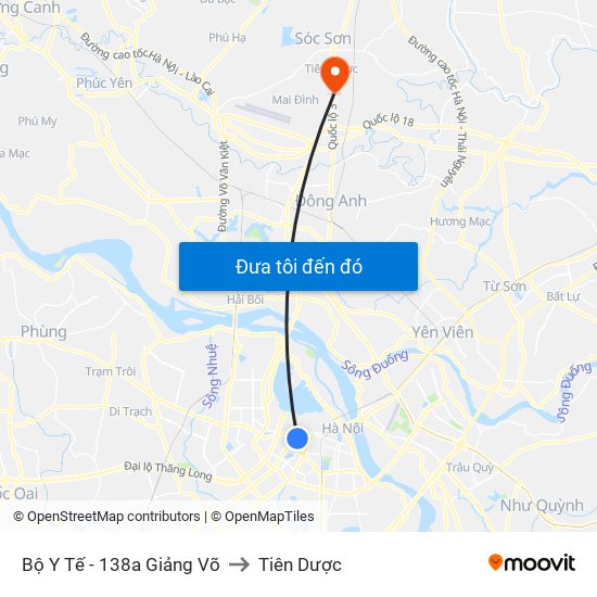 Bộ Y Tế - 138a Giảng Võ to Tiên Dược map