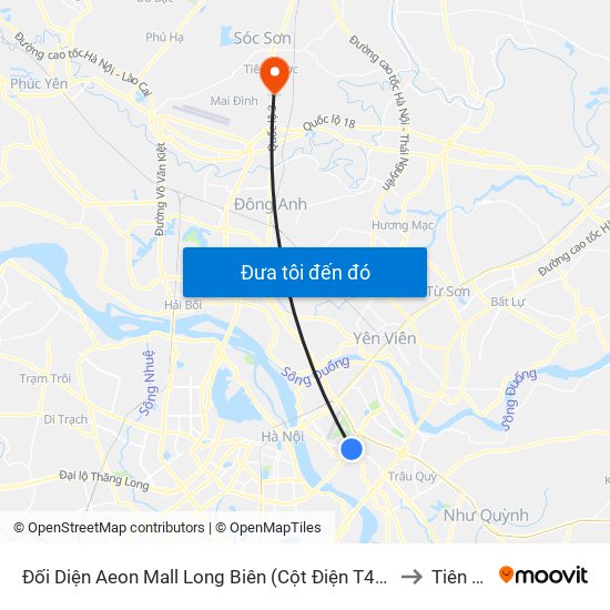 Đối Diện Aeon Mall Long Biên (Cột Điện T4a/2a-B Đường Cổ Linh) to Tiên Dược map
