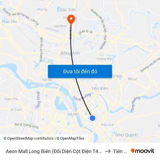 Aeon Mall Long Biên (Đối Diện Cột Điện T4a/2a-B Đường Cổ Linh) to Tiên Dược map