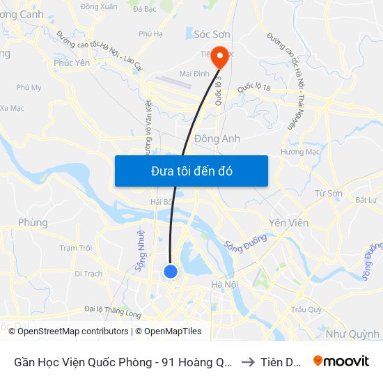 Gần Học Viện Quốc Phòng - 91 Hoàng Quốc Việt to Tiên Dược map