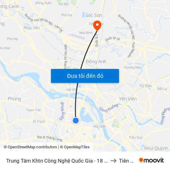 Trung Tâm Khtn Công Nghệ Quốc Gia - 18 Hoàng Quốc Việt to Tiên Dược map