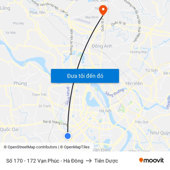 Số 170 - 172 Vạn Phúc - Hà Đông to Tiên Dược map