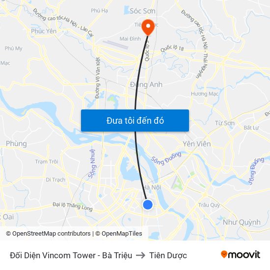 Đối Diện Vincom Tower - Bà Triệu to Tiên Dược map