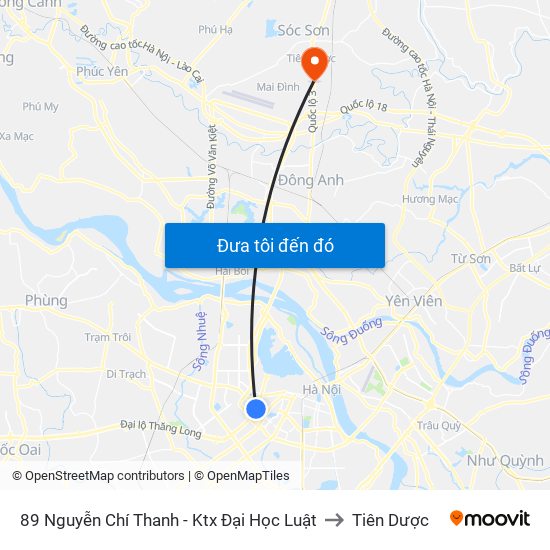 89 Nguyễn Chí Thanh - Ktx Đại Học Luật to Tiên Dược map