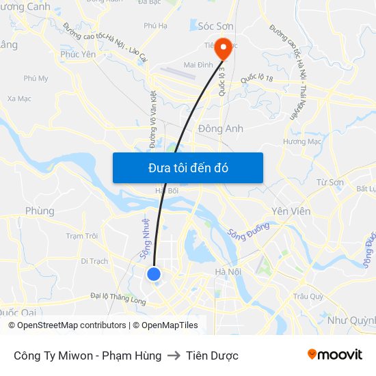 Công Ty Miwon - Phạm Hùng to Tiên Dược map