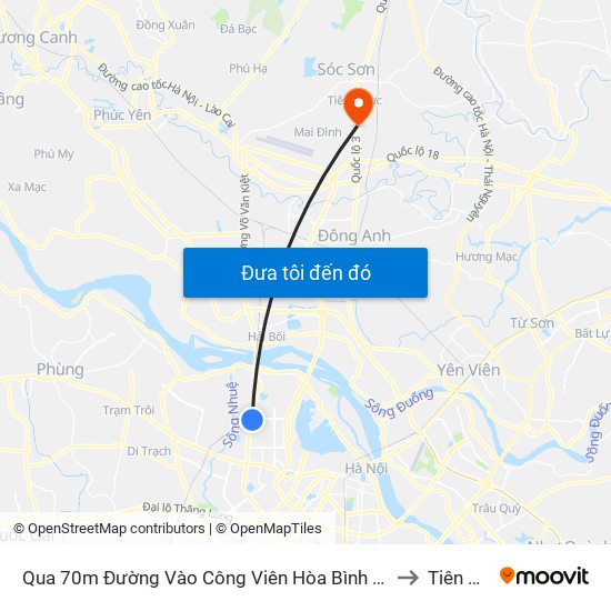 Qua 70m Đường Vào Công Viên Hòa Bình - Phạm Văn Đồng to Tiên Dược map