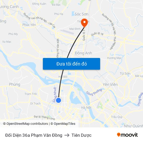 Đối Diện 36a Phạm Văn Đồng to Tiên Dược map