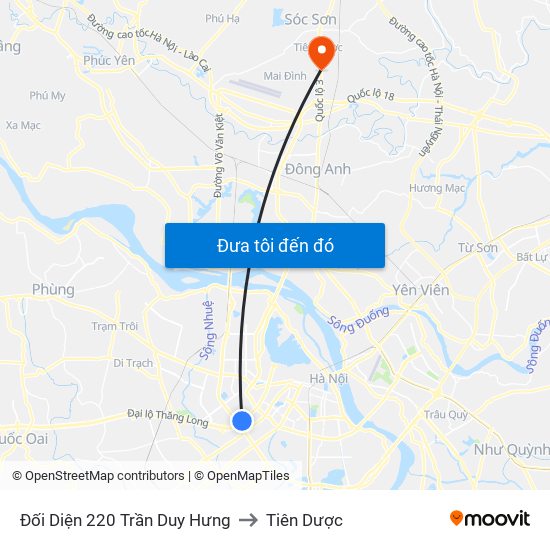 Đối Diện 220 Trần Duy Hưng to Tiên Dược map