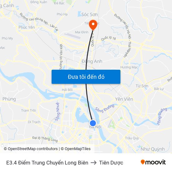 E3.4 Điểm Trung Chuyển Long Biên to Tiên Dược map
