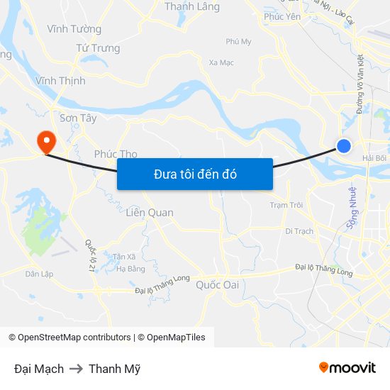 Đại Mạch to Thanh Mỹ map