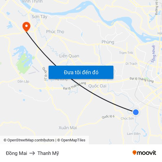 Đồng Mai to Thanh Mỹ map