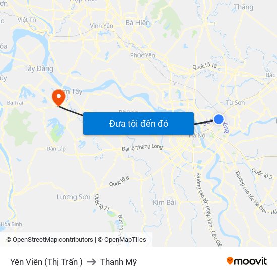 Yên Viên (Thị Trấn ) to Thanh Mỹ map