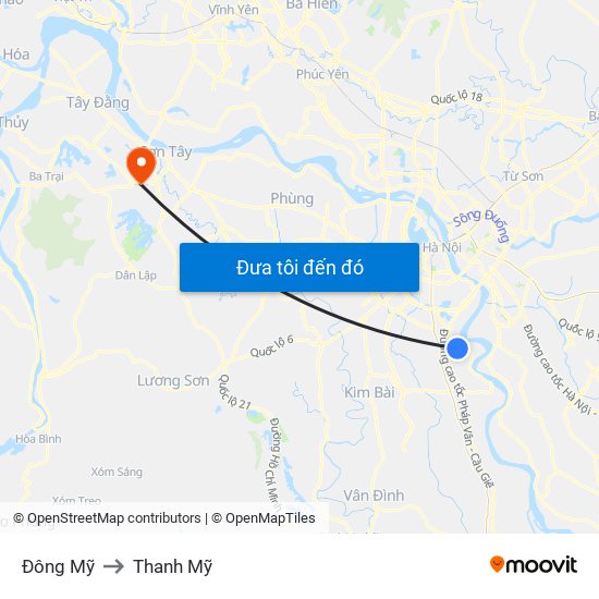 Đông Mỹ to Thanh Mỹ map